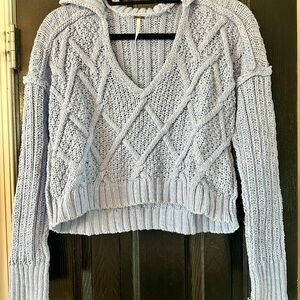 Free People Traveler Cable Pullover Sweater in light blue/lavender Size Small